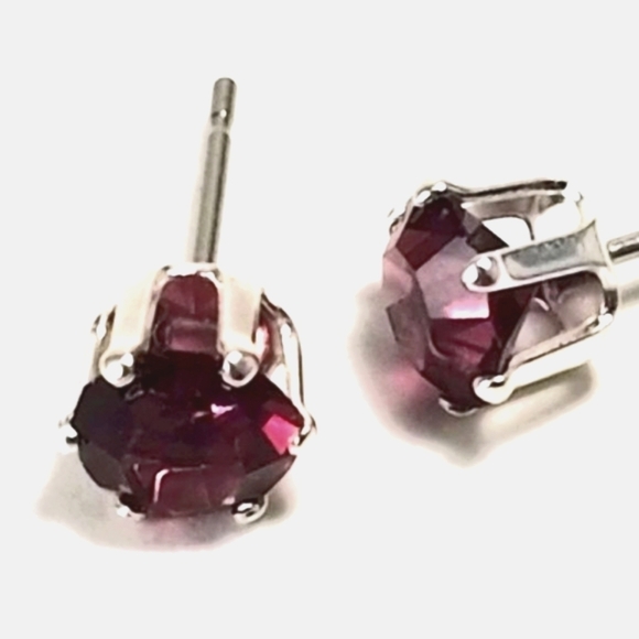 Swarovski Crystal Element - Sterling Silver Overlay 2 CTW purple Stud Earrings - Picture 1 of 6